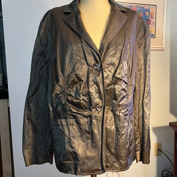 Michael Michael Kors Metallic Krinkle Blazer Ruching size 18W - Picture 1 of 9